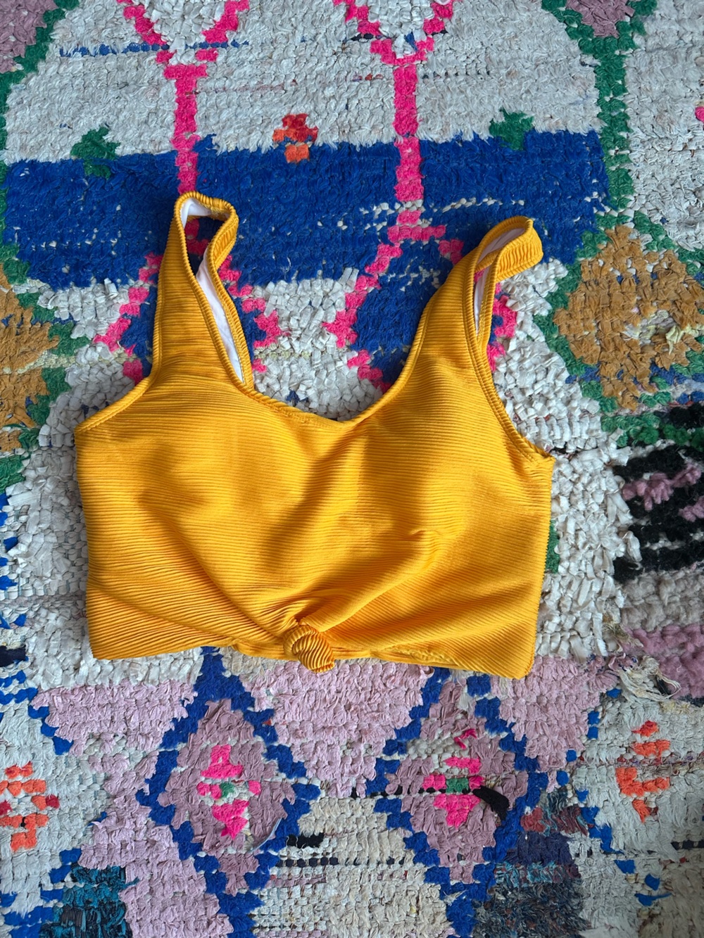 Traveler Swim Top - Yellow Ribbed Knot Front